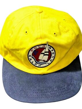 Ralph Lauren Yellow and Navy Sailboat Patch Baseball Cap